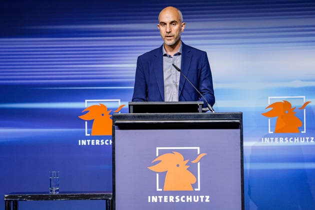 Eröffnung der Interschutz 2026 in Hannover und Messerundgang mit Bundesinnenminister Alexander Dobrindt und Nds. Innenministerin Daniela Behrens Tagungszentrum Halle 19, Eröffnung der Interschutz 2026; Rede Belit Onay (Bündnis 90 Die Grünen), Oberbürgermeister der Landeshauptstadt Hannover Hannover Hannover Messe Niedersachsen, Region Hannover Germany