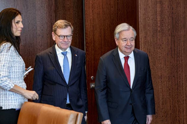 June 1, 2026, New York, New York, USA: United Nations Secretary-General ANTONIO GUTERRES meets with GermanyÃ¢â‚¬â ¢s Federal Minister for Foreign Affairs JOHANN WADEPHUL during a meeting at UNHQ in New York. New York USA  - ZUMAo116 20260601_znp_o116_011 Copyright: xBiancaxOterox