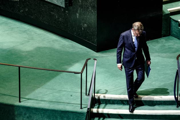 June 1, 2026, New York, New York, USA: GermanyÃ¢â‚¬â ¢s Federal Minister for Foreign Affairs JOHANN WADEPHUL walks from the podium after addressing the UN General Assembly Plenary Debate on mediation, conflict prevention and peaceful dispute resolution. New York USA - ZUMAo116 20260601_znp_o116_014 Copyright: xBiancaxOterox