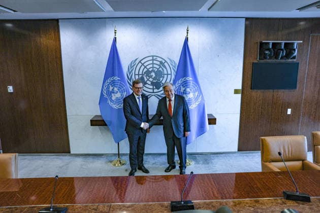 June 1, 2026, New York, New York, USA: United Nations Secretary-General ANTONIO GUTERRES shakes hands with GermanyÃ¢â‚¬â ¢s Federal Minister for Foreign Affairs JOHANN WADEPHUL during a meeting at UNHQ in New York. New York USA  - ZUMAo116 20260601_znp_o116_008 Copyright: xBiancaxOterox