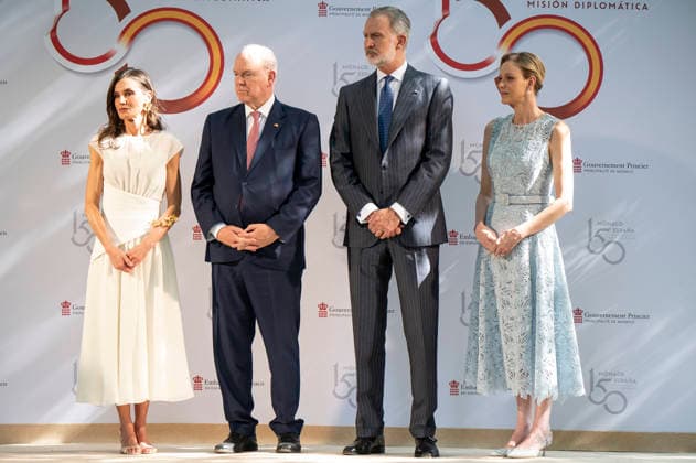 June 1, 2026, Madrid, Spain: King Felipe VI of Spain (2R), Queen Letizia of Spain (L), Princess Charlene of Monaco (R) and Prince Albert II of Monaco (2L) visit the exhibitions marking the 150th anniversary of the first diplomatic mission between Spain and Monaco at the Royal Botanic Gardens. Madrid Spain - ZUMAs197 20260601_aaa_s197_110 Copyright: xAtilanoxGarciax