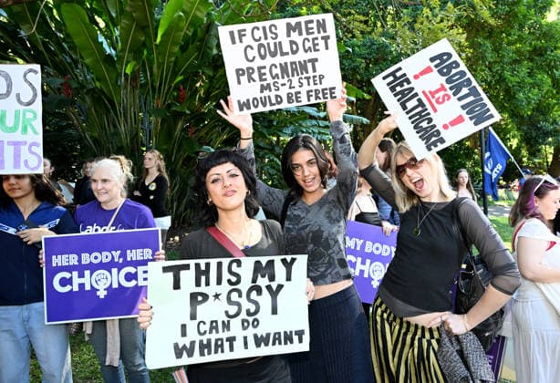 QLD NURSES RALLY, Nurses, midwives and pro-choice supporters are seen during a protest against the Katter Australian Party action to block expanded access to early pregnancy medical termination at the City Botanic Gardens in Brisbane, Tuesday, June 2, 2026. ( NO ARCHIVING Brisbane Queensland Australia  Copyright: xDarrenxEnglandx 20260602188441326379