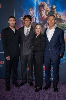 Masters of the Universe Fan Screening, New York, USA - 01 Jun 2026 (L-R) Travis Knight, Nicholas Galitzine, Courtenay Valenti and Ynon Kreiz attend Masters of the Universe Fan Screening at Regal Times Square on June 1, 2026 in New York City. New York United States Copyright: xRonxAdarx xSOPAxImagesx _radar_motu_20260601_00609