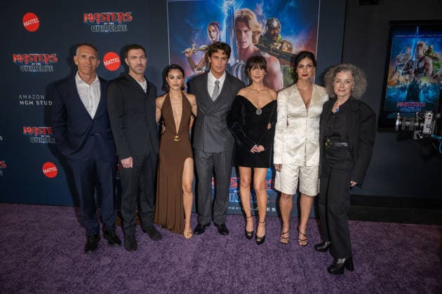 June 1, 2026, New York, United States: (L-R) Ynon Kreiz, Travis Knight, Camila Mendes, Nicholas Galitzine, Alison Brie, Morena Baccarin and Courtenay Valenti attend Masters of the Universe Fan Screening at Regal Times Square on June 1, 2026 in New York City. New York United States - ZUMAs197 20260601_aaa_s197_352 Copyright: xRonxAdarx