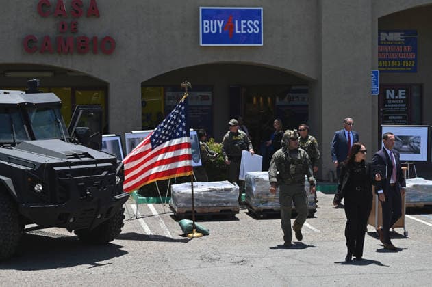 June 1, 2026, San Diego, California, USA: Officials outside a border tunnel found near the Otay Mesa Port of Entry in San Diego, California at a border shopping plaza, Buy 4 Less where authorities blocked access on Monday, June 01, 2026. San Diego USA - ZUMAm180 20260601_zip_m180_013 Copyright: xCarlosxA.xMorenox