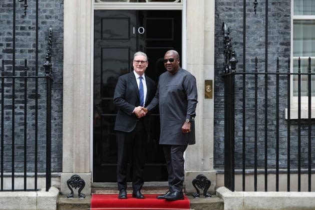 Keir Starmer - John Dramani Mahama meeting at the Downing Street LONDON, UNITED KINGDOM - JUNE 02: British Prime Minister Keir Starmer (L) welcomes Ghana President John Dramani Mahama (R) at 10 Downing Street, the Prime Minister s Office in London, United Kingdom, on June 02, 2026. Zeynep Demir Anadolu London United Kingdom. Editorial use only. Please get in touch for any other usage.  Copyright: x2026xAnadoluxZeynepxDemirx