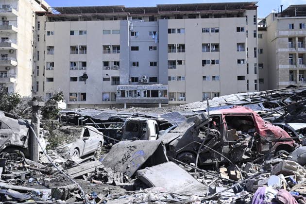 Damage reported near hospital following strike in southern Lebanon TYRE, LEBANON - JUNE 02: Buildings and a parking area opposite Jabal Amel Hospital, the largest hospital in the city of Tyre, sustain heavy damage following a strike in the Maarakah area of southern Lebanon, on June 02, 2026. The hospital building, nearby structures, and vehicles are also damaged. Houssam Shbaro Anadolu Tyre Lebanon. Editorial use only. Please get in touch for any other usage.  Copyright: x2026xAnadoluxHoussamxShbarox