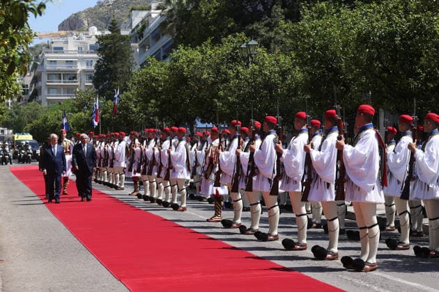 Greek President Tasoulas welcomes Panamanian counterpart Mulino in Athens ATHENS, GREECE – JUNE 2: Greek President Konstantinos Tasoulas (L) welcomes Panamanian President Jose Raul Mulino (R) during an official welcoming ceremony at the Presidential Palace in Athens, Greece, on June 2, 2026. Costas Baltas Anadolu Athens Greece. Editorial use only. Please get in touch for any other usage.  Copyright: x2026xAnadoluxCostasxBaltasx