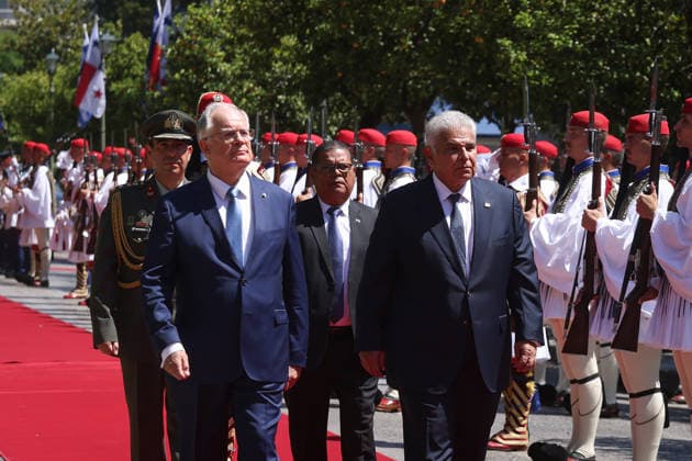 Greek President Tasoulas welcomes Panamanian counterpart Mulino in Athens ATHENS, GREECE – JUNE 2: Greek President Konstantinos Tasoulas (L) welcomes Panamanian President Jose Raul Mulino (R) during an official welcoming ceremony at the Presidential Palace in Athens, Greece, on June 2, 2026. Costas Baltas Anadolu Athens Greece. Editorial use only. Please get in touch for any other usage.  Copyright: x2026xAnadoluxCostasxBaltasx