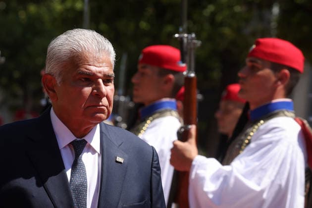 Greek President Tasoulas welcomes Panamanian counterpart Mulino in Athens ATHENS, GREECE – JUNE 2: Greek President Konstantinos Tasoulas (not seen) welcomes Panamanian President Jose Raul Mulino (R) during an official welcoming ceremony at the Presidential Palace in Athens, Greece, on June 2, 2026. Costas Baltas Anadolu Athens Greece. Editorial use only. Please get in touch for any other usage.  Copyright: x2026xAnadoluxCostasxBaltasx
