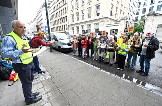 Rally outside the Hong Kong Economic & Trade Office BRUSSELS, BELGIUM - JUNE 02 : Rally outside the Hong Kong Economic & Trade Office organised by Amnesty International and the Belgian trade unions ACV-CSC and FGTB to mark the 37th anniversary of the Tiananmen Square crackdown (4 June).The organisation also intends to call for the release of two prisoners of conscience who are being held simply for attempting to organise a similar protest in Hong Kong on June 2, 2026 in Brussels, Belgium, 02 06 2026 Brussels Belgium  Copyright: xDidierxLebrunx