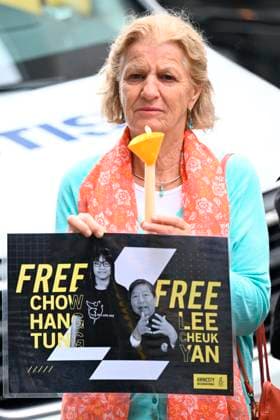 Rally outside the Hong Kong Economic & Trade Office BRUSSELS, BELGIUM - JUNE 02 : Rally outside the Hong Kong Economic & Trade Office organised by Amnesty International and the Belgian trade unions ACV-CSC and FGTB to mark the 37th anniversary of the Tiananmen Square crackdown (4 June).The organisation also intends to call for the release of two prisoners of conscience who are being held simply for attempting to organise a similar protest in Hong Kong on June 2, 2026 in Brussels, Belgium, 02 06 2026 Brussels Belgium  Copyright: xDidierxLebrunx