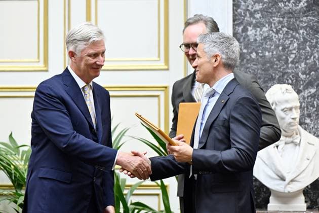 King Philippe - Filip of Belgium, prof. dr. Diether Lambrechts (KU Leuven VIB) and prof. dr. Patrice Cani (UC Louvain) pictured during a ceremony to award the Francqui-Collen Prize scientific award in Biological and Medical Sciences for 2026, Tuesday 02 June 2026 in Brussels. The scientific prize, which is often referred to as the Belgian Nobel Prize , is awarded by The Francqui Foundation and is worth 250.000 euros.  ERICxLALMAND 175709239