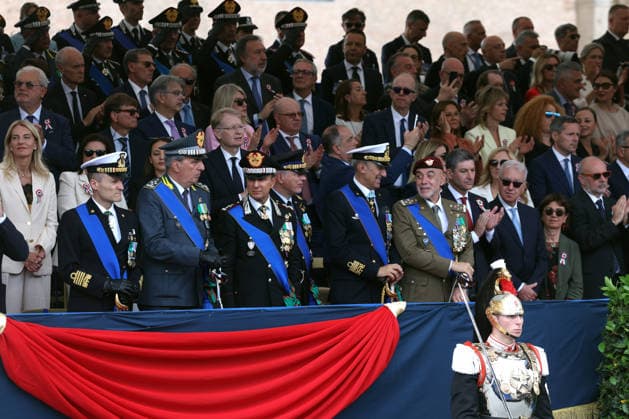 IPA85259501 - Rome, Italy - June 2, 2026: Chiefs of State and Government guests of the Republic Day celebrations attend the traditional military parade along the Imperial Forum, in the presence of the President of the Republic. The ceremony, which pays tribute to the values of the Republic and the Armed Forces, takes place in the heart of the Capital in front of Italy s highest institutional offices and international delegations.  Copyright: xmarcoxiacobuccix xmarcoxiacobuccix 85259501