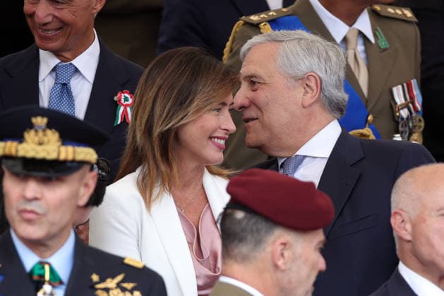IPA85260496 - Rome, Italy - June 2, 2026: Mariaelena Boschi, Antonio Tajani. .Heads of state and government guests of the Republic Day celebrations attend the traditional military parade along the Imperial Forum, in the presence of the President of the Republic. The ceremony, which pays tribute to the values of the Republic and the Armed Forces, takes place in the heart of the Capital in front of Italy s highest institutional offices and international delegations.  Copyright: xmarcoxiacobuccix xmarcoxiacobuccix 85260496