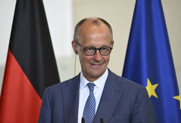 Hungarian Prime Minister Peter Magyar in Germany BERLIN, GERMANY - JUNE 2: Hungarian Prime Minister Peter Magyar (not seen) and German Chancellor Friedrich Merz hold a joint press conference at the Chancellery in Berlin, Germany, on June 2, 2026. Halil Sagirkaya Anadolu Berlin Germany. Editorial use only. Please get in touch for any other usage.  Copyright: x2026xAnadoluxHalilxSagirkayax