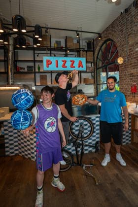 Onyx Production s 360 ALLSTARS, Paddington, London, UK, 02 June 2026 360 ALLSTARS stunt around in Santa Maria Pizzeria, Paddington, London, UK 360 ALLSTARS are a multi-award winning, genre bending urban circus starring world leading performers across BMX, Basketball, Acrobatics and more who are playing at the Peacock Theatre, Sadler s Wells home on London s West End, from 2-6 June., Credit:JAMES COOK Avalon  Copyright: xJAMESxCOOKx xAvalonx 1107299045