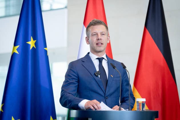 Ministerpräsident, Péter Magyar Berlin, Bundeskanzleramt, Pressekonferenz, Ministerpräsident, Ungarn, Péter Magyar Berlin Berlin GER *** Prime Minister, Péter Magyar Berlin, Federal Chancellery, Press conference, Prime Minister, Hungary, Péter Magyar Berlin Berlin GER
