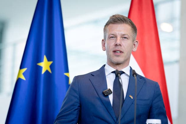 Ministerpräsident, Péter Magyar Berlin, Bundeskanzleramt, Pressekonferenz, Ministerpräsident, Ungarn, Péter Magyar Berlin Berlin GER *** Prime Minister, Péter Magyar Berlin, Federal Chancellery, Press conference, Prime Minister, Hungary, Péter Magyar Berlin Berlin GER