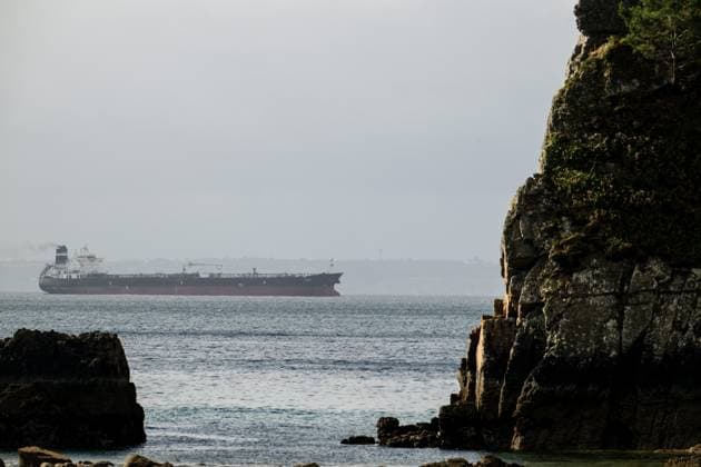 TAGOR Finistere PHOTOPQR OUEST FRANCE Guillaume Saligot Ouest France Morgat 02 06 2026 The oil tanker TAGOR, presented as a ship of the Russian ghost fleet, and seized by the French Navy off the Atlantic coast, in the bay of Douarnenez Finistere Finistère , June 02 2026 , taken from Morgat Finistere Photo Guillaume Saligot Ouest France France, june 2nd 2026 The Russian oil tanker TAGOR, presented as a ship of the Russian ghost fleet, and seized by the French Navy off the Atlantic coast, arrives in the Bay of Douarnenez Finistere Finistère , on June 2, 2026 Morgat France  Copyright: xPHOTOPQR OUESTxFRANCE MAXPPPxGuillaumexSaligotx xOuest-Francex 20260602OFR9074 20260602OFR9074
