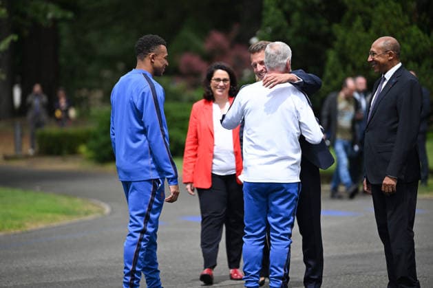 French President Emmanuel Macron Visits National Football Centre Ahead of 2026 FIFA World Cup French head coach Didier Deschamps, Kylian Mbappe Emmanuel Macron and France s Sports Minister Marina Ferrari President of the French Football Federation Philippe Diallo French President Emmanuel Macron and First Lady Brigitte Macron visit the National Football Centre in Clairefontaine, near Paris, on June 2, 2026. Ahead of the 2026 FIFA World Cup, the President met players and coaching staff of the France men’s national football team to express his support. He also met members of the France women’s national team as they prepared for upcoming FIFA Women’s World Cup 2027 qualifying matches. Photo by Jeanne Accorsini Pool ABACAPRESS.COM Clairefonta  Copyright: xAccorsinixJeanne Pool ABACAx