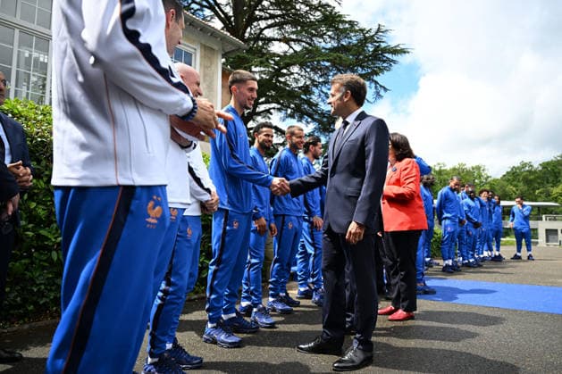 French President Emmanuel Macron Visits National Football Centre Ahead of 2026 FIFA World Cup Emmanuel Macron and Robin Risser Birckel French President Emmanuel Macron and First Lady Brigitte Macron visit the National Football Centre in Clairefontaine, near Paris, on June 2, 2026. Ahead of the 2026 FIFA World Cup, the President met players and coaching staff of the France men’s national football team to express his support. He also met members of the France women’s national team as they prepared for upcoming FIFA Women’s World Cup 2027 qualifying matches. Photo by Jeanne Accorsini Pool ABACAPRESS.COM Clairefontaine France  Copyright: xAccorsinixJeanne Pool ABACAx
