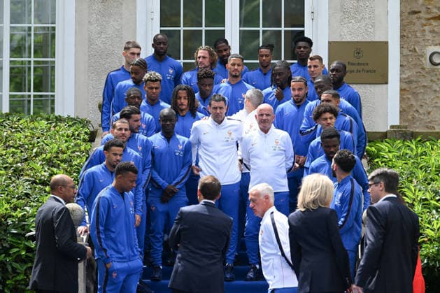 French President Emmanuel Macron Visits National Football Centre Ahead of 2026 FIFA World Cup Family photo French President Emmanuel Macron and First Lady Brigitte Macron visit the National Football Centre in Clairefontaine, near Paris, on June 2, 2026. Ahead of the 2026 FIFA World Cup, the President met players and coaching staff of the France men’s national football team to express his support. He also met members of the France women’s national team as they prepared for upcoming FIFA Women’s World Cup 2027 qualifying matches. Photo by Jeanne Accorsini Pool ABACAPRESS.COM Clairefontaine France  Copyright: xAccorsinixJeanne Pool ABACAx