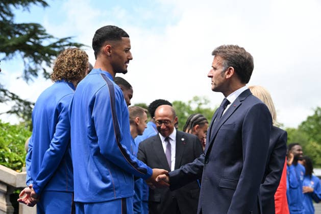 French President Emmanuel Macron Visits National Football Centre Ahead of 2026 FIFA World Cup William Saliba French President Emmanuel Macron and First Lady Brigitte Macron visit the National Football Centre in Clairefontaine, near Paris, on June 2, 2026. Ahead of the 2026 FIFA World Cup, the President met players and coaching staff of the France men’s national football team to express his support. He also met members of the France women’s national team as they prepared for upcoming FIFA Women’s World Cup 2027 qualifying matches. Photo by Jeanne Accorsini Pool ABACAPRESS.COM Clairefontaine France  Copyright: xAccorsinixJeanne Pool ABACAx