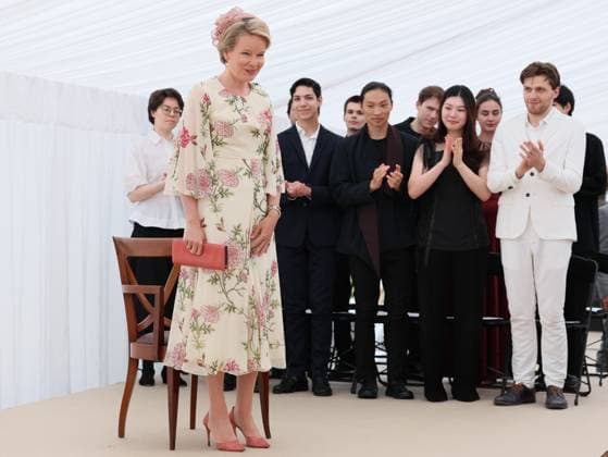 Queen Mathilde of Belgium pictured during the award ceremony for the winners of the 22nd edition of the Queen Elisabeth Cello Competition, at the Queen Elizabeth Music Chapel, in Waterloo, on Tuesday 02 June 2026.  BENOITxDOPPAGNE 175735089
