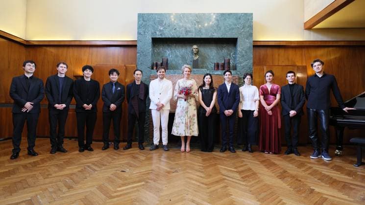 Queen Mathilde of Belgium pictured during the award ceremony for the winners of the 22nd edition of the Queen Elisabeth Cello Competition, at the Queen Elizabeth Music Chapel, in Waterloo, on Tuesday 02 June 2026.  BENOITxDOPPAGNE 175736750