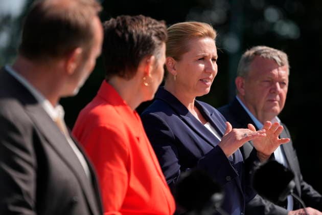 DENMARK Government Platform Presented Party leaders Mette Frederiksen (S), Pia Olsen Dyhr (SF), Lars Loekke Rasmussen (M), and Martin Lidegaard (RV) present the government platform for a new government in Denmark, at Marienborg in Kgs. Lyngby, Tuesday, June 2, 2026. (Photo: Liselotte Sabroe Scanpix 2026) , Kgs. Lyngby Denmark *** DENMARK Government Platform Presented Party leaders Mette Frederiksen S , Pia Olsen Dyhr SF , Lars Loekke Rasmussen M , and Martin Lidegaard RV present the government platform for a new government in Denmark, at Marienborg in Kgs Lyngby, Tuesday, June 2, 2026 Photo Liselotte Sabroe Scanpix 2026 , Kgs Lyngby Denmark  Copyright: LiselottexSabroex spdk20260602-160609-L