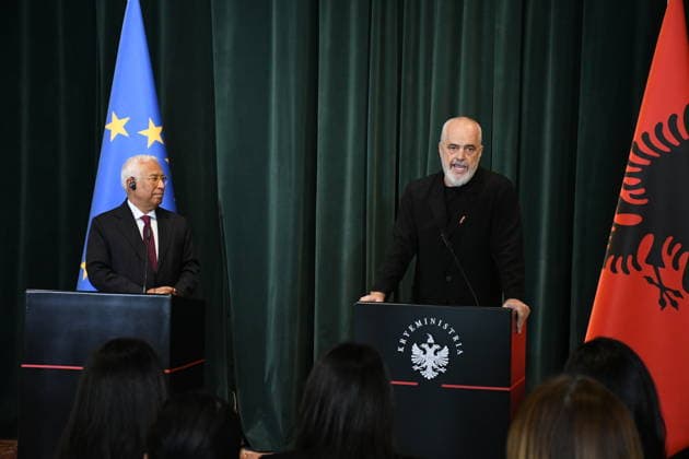 Antonio Costa holds joint press conference with Edi Rama in Tirana TIRANA, ALBANIA - JUNE 2: European Council President Antonio Costa (L) holds joint press conference with Albanian Prime Minister Edi Rama (R) in Tirana, Albania on June 2, 2026. Olsi Shehu Anadolu Tirana Albania. Editorial use only. Please get in touch for any other usage.  Copyright: x2026xAnadoluxOlsixShehux