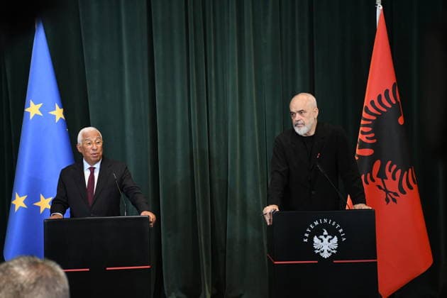 Antonio Costa holds joint press conference with Edi Rama in Tirana TIRANA, ALBANIA - JUNE 2: European Council President Antonio Costa (L) holds joint press conference with Albanian Prime Minister Edi Rama (R) in Tirana, Albania on June 2, 2026. Olsi Shehu Anadolu Tirana Albania. Editorial use only. Please get in touch for any other usage.  Copyright: x2026xAnadoluxOlsixShehux