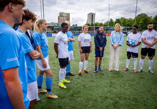 02-06-2026 Voorburg Queen Maxima, Honorary Chair of the MIND Us Foundation, during the kick off the ˜The Invisible Injury™ program by the KNVB and Zilveren Kruis at Forum Sport in Voorburg. Â  Copyright: xPPEx