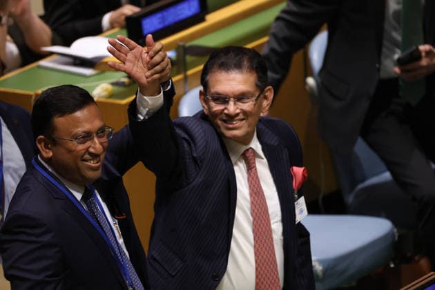 June 2, 2026, New York, New York, USA: KHALILUR RAHMAN of Bangladesh is elected President of the 81st session of the UN General Assembly with 99 votes during a plenary meeting at UNHQ in New York. ANDREAS KAKOURIS of Cyprus received 91 votes. New York USA - ZUMAo116 20260602_znp_o116_003 Copyright: xBiancaxOterox