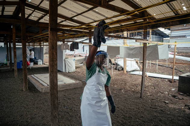 Ebola outbreak in the Democratic Republic of the Congo GOMA, DEMOCRATIC REPUBLIC OF THE CONGO - JUNE 02: Health workers wash and sanitize protective clothing and equipment used by medical staff at the Ebola Treatment Center operated by Doctors Without Borders (MSF) in the Munigi district of Goma, Democratic Republic of the Congo on June 02, 2026. The outbreak, officially declared on May 15, has seen the number of cases surpass 1,000, resulting in 246 fatalities across the country. Stringer Anadolu Goma Democratic Republic of the Congo. Editorial use only. Please get in touch for any other usage.  Copyright: x2026xAnadoluxStringerx