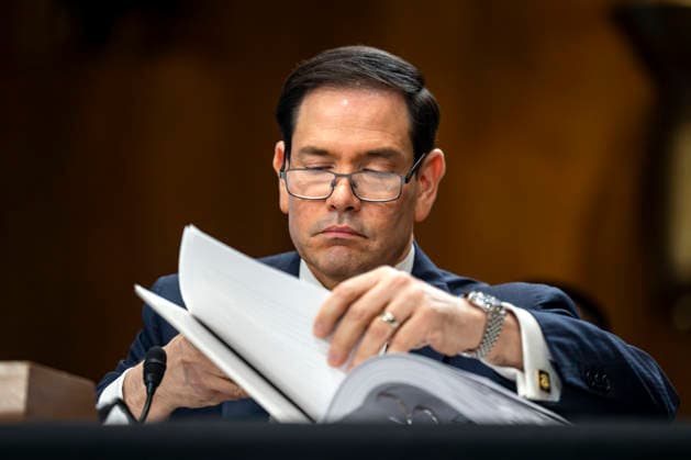 Secretary of State Marco Rubio looks through notes during a Senate Foreign Relations Committee hearing on President Donald Trump s fiscal year 2027 budget request for the State Department in the Dirksen Senate Office Building near the U.S. Capitol in Washington, DC on Tuesday, June 2, 2026.  WAP20260602336 BONNIExCASH