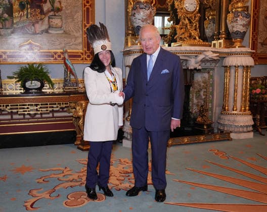 Audience with King Charles at Buckingham Palace in London, UK, 02 June 2026 King Charles III with New Brunswick Regional Chief, Joanna Bernard, during an audience with The National Chief of the Assembly of First Nations (Chief Cindy Woodhouse Nepinak) and Regional Chiefs and Elders from the Assembly of First Nations, at Buckingham Palace, London. Picture date: Tuesday June 2, 2026., Credit:Yui Mok PA ROTA - B68 Avalon United Kingdom, London  Copyright: xYuixMokx xPAxROTAx-xB68x xAvalonx 1107334504