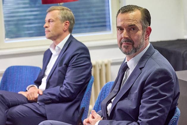 - Wien 02.06.2026 - NEOS Hearing ORF GD Kandidaten- Öffentliches Hearing der Kandidaten für das Amt des ORF-Generaldirektors im ORF-Funkhaus Wien. Insgesamt bewerben sich 13 Kandidaten um die Nachfolge an der Spitze des ORF. 5 von ihnen wurden zu einem öffentlichen Hearing des NEOS Lab eingeladen, um ihre Vorstellungen für die Zukunft des öffentlich-rechtlichen Rundfunks zu präsentieren. PHOTO: (v.L.) Ex-Pro7Sat.1Puls4-Geschäftsführer Markus Breitenecker, Ex-APA-CEO Clemens Pig, Vienna (AUSTRIA) - Candidates for the position of ORF Director General during a public hearing organized by NEOS Lab at the ORF Funkhaus in Vienna. Medienpolitik, Medienreform, Public Service, Digitalisierung, Unabhängigkeit, Medienmanagement, Demokratie, 