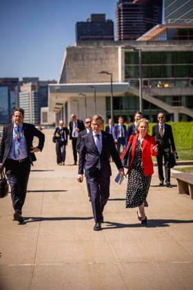 Johann Wadephul (CDU), Bundesaussenminister, aufgenommen im Rahmen eines Pressestatements bei den Vereinten Nationen in New York City, 02.06.2026. Der Minister reist in die USA fuer die Wahl zum nichtstaendigen Sitz im Sicherheitsrat der Vereinten Nationen. Fotografiert im Auftrag des Auswaertigen Amtes New York City Vereinigte Staaten von Amerika *** Johann Wadephul CDU , Federal Foreign Minister, photographed during a press statement at the United Nations in New York City, 02 06 2026 The Minister is traveling to the USA for the election to the non-permanent seat on the United Nations Security Council Photographed on behalf of the Federal Foreign Office New York City United States of America Copyright: xJulianexSonntag AAx