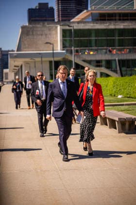 Johann Wadephul (CDU), Bundesaussenminister, aufgenommen im Rahmen eines Pressestatements bei den Vereinten Nationen in New York City, 02.06.2026. Der Minister reist in die USA fuer die Wahl zum nichtstaendigen Sitz im Sicherheitsrat der Vereinten Nationen. Fotografiert im Auftrag des Auswaertigen Amtes New York City Vereinigte Staaten von Amerika *** Johann Wadephul CDU , Federal Foreign Minister, photographed during a press statement at the United Nations in New York City, 02 06 2026 The Minister travels to the USA for the election to the non-permanent seat on the United Nations Security Council Photographed on behalf of the Federal Foreign Office New York City United States of America Copyright: xJulianexSonntag AAx