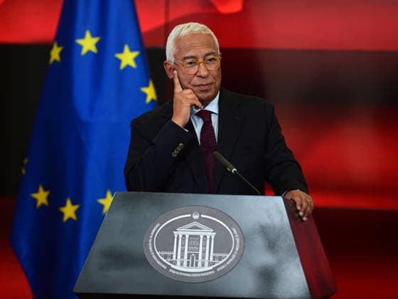 Antonio Costa European Council President during a joint press conference with Hristijan Mickoski Prime Minister of North Macedonia in Skopje, North Macedonia, 2 Juney 2026. IMAGO PETR STOJANOVSKI