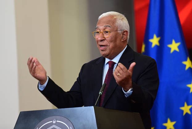 Antonio Costa European Council President during a joint press conference with Hristijan Mickoski Prime Minister of North Macedonia in Skopje, North Macedonia, 2 Juney 2026. IMAGO PETR STOJANOVSKI