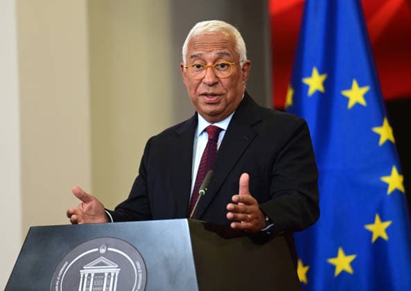 Antonio Costa European Council President during a joint press conference with Hristijan Mickoski Prime Minister of North Macedonia in Skopje, North Macedonia, 2 Juney 2026. IMAGO PETR STOJANOVSKI