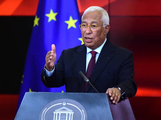 Antonio Costa European Council President during a joint press conference with Hristijan Mickoski Prime Minister of North Macedonia in Skopje, North Macedonia, 2 Juney 2026. IMAGO PETR STOJANOVSKI