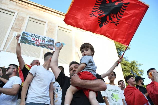 Protests continue in Albania over planned tourism project TIRANA, ALBANIA - JUNE 2: Thousands of demonstrators carrying banners and placards gather at Skanderbeg Square to protest the planned sale of a beach in the Zvernec area of Vlora as part of a tourism development project, in Tirana, Albania on June 2, 2026. Protesters after marched toward the Prime Minister’s Office to voice opposition to the project. Olsi Shehu Anadolu Tirana Albania. Editorial use only. Please get in touch for any other usage.  Copyright: x2026xAnadoluxOlsixShehux