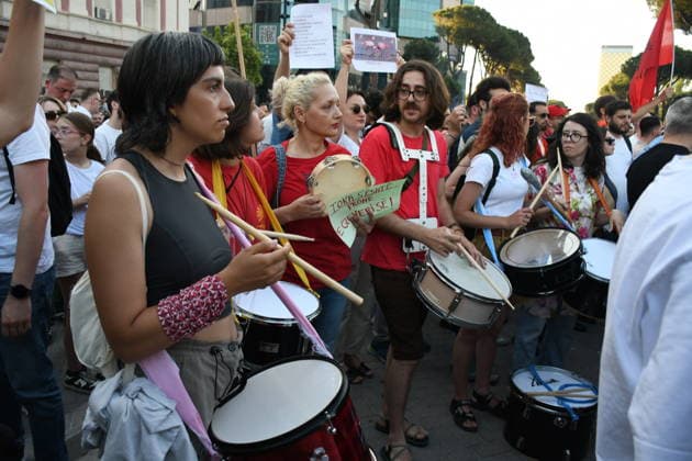 Protests continue in Albania over planned tourism project TIRANA, ALBANIA - JUNE 2: Thousands of demonstrators carrying banners and placards gather at Skanderbeg Square to protest the planned sale of a beach in the Zvernec area of Vlora as part of a tourism development project, in Tirana, Albania on June 2, 2026. Protesters after marched toward the Prime Minister’s Office to voice opposition to the project. Olsi Shehu Anadolu Tirana Albania. Editorial use only. Please get in touch for any other usage.  Copyright: x2026xAnadoluxOlsixShehux