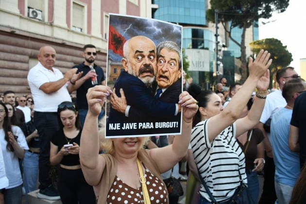 Protests continue in Albania over planned tourism project TIRANA, ALBANIA - JUNE 2: Thousands of demonstrators carrying banners and placards gather at Skanderbeg Square to protest the planned sale of a beach in the Zvernec area of Vlora as part of a tourism development project, in Tirana, Albania on June 2, 2026. Protesters after marched toward the Prime Minister’s Office to voice opposition to the project. Olsi Shehu Anadolu Tirana Albania. Editorial use only. Please get in touch for any other usage.  Copyright: x2026xAnadoluxOlsixShehux