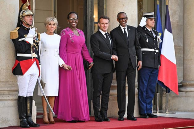 Emmanuel and Brigitte Macron welcome Paul and Jeannette Kagame at the Elysee FA French President Emmanuel Macron and French First Lady Brigitte Macron welcome Rwanda s President Paul Kagame and his wife Jeannette Kagame at The Elysee Presidential Palace in Paris on June 2, 2026. Photo by Firas Abdullah ABACAPRESS.COM Paris Ile-de-France France  Copyright: xAbdullahxFiras ABACAx