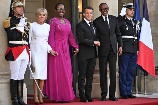 Emmanuel and Brigitte Macron welcome Paul and Jeannette Kagame at the Elysee FA French President Emmanuel Macron and French First Lady Brigitte Macron welcome Rwanda s President Paul Kagame and his wife Jeannette Kagame at The Elysee Presidential Palace in Paris on June 2, 2026. Photo by Firas Abdullah ABACAPRESS.COM Paris Ile-de-France France  Copyright: xAbdullahxFiras ABACAx